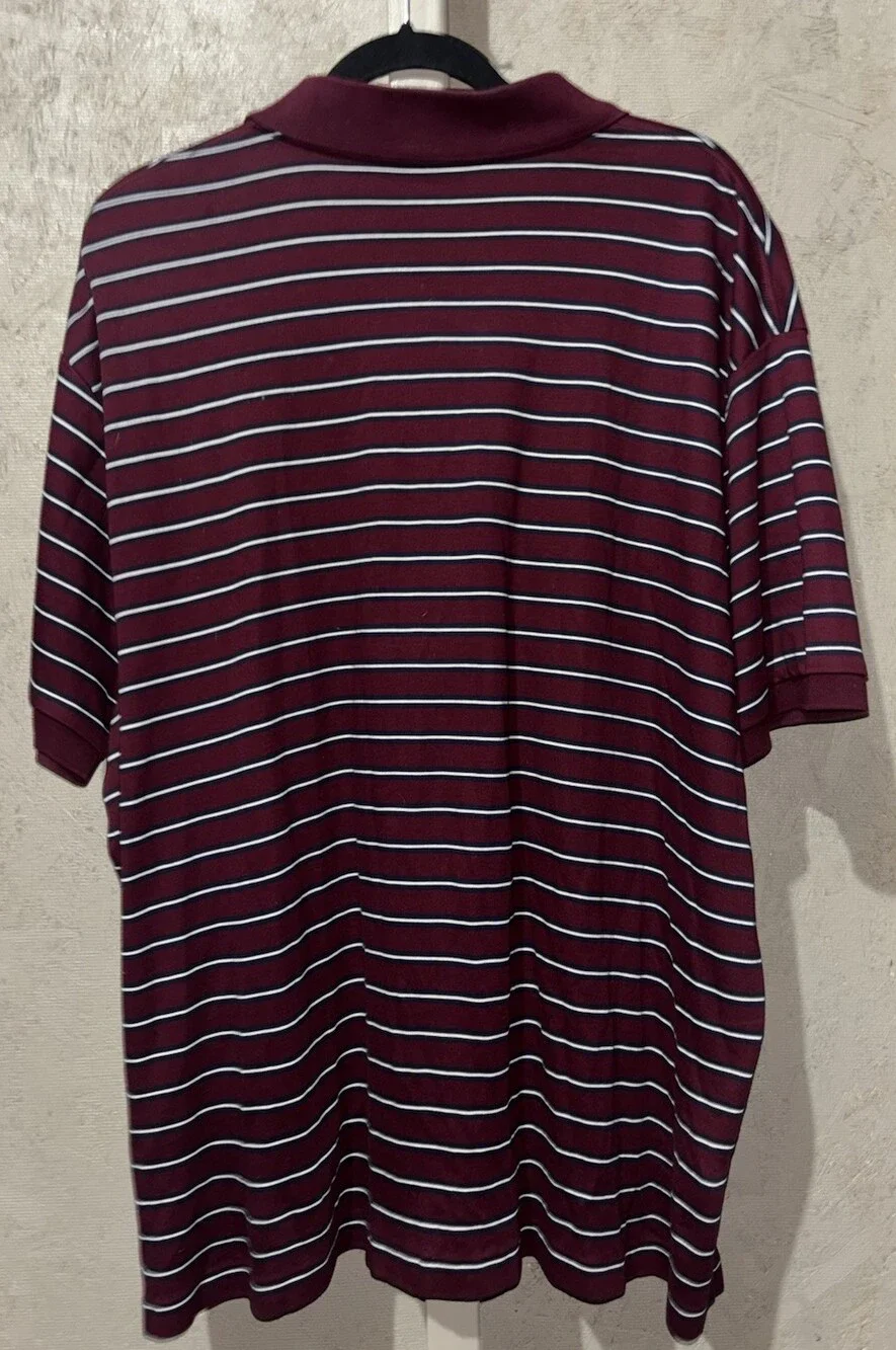 Vintage Ralph Lauren Polo Shirt Men's 2X-Large Burgundy Striped